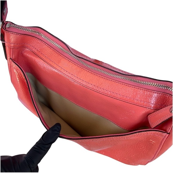 Coach | Patent Leather Purse in Salmon Pink - 12.5” x 8” x 3” - Picture 9 of 14